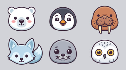 Cute arctic animal faces collection © Leomord