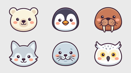 Cute arctic animal faces collection © Leomord