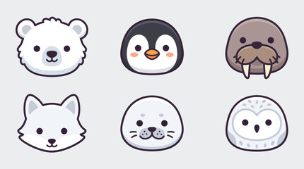 Cute arctic animal faces collection © Leomord