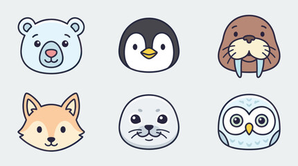 Cute arctic animal faces collection © Leomord