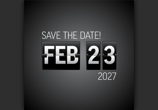 Save the Date fully editable Flip Clock Card Template