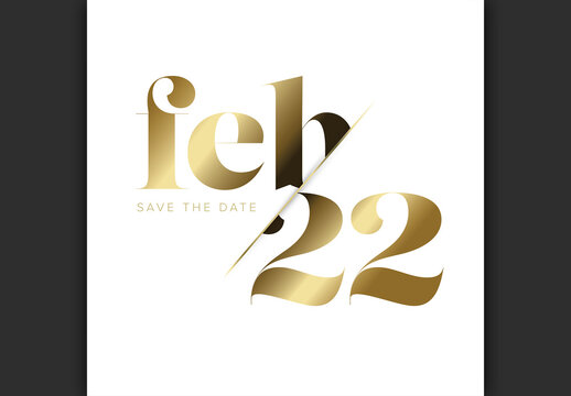 Elegant Fully Editable Save the Date Golden Typography Card Template