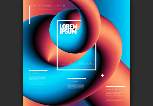 Abstract 3D Liquid Wave Poster with Vibrant Blue and Orange Color Gradients