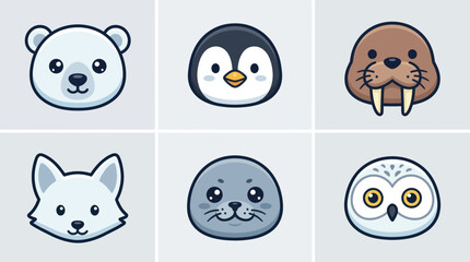 Cute arctic animal heads collection © Leomord