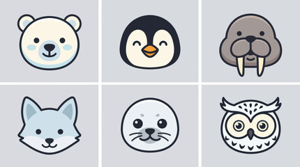 Cute arctic animal heads collection © Leomord