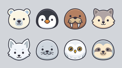 Cute arctic animal icons © Leomord