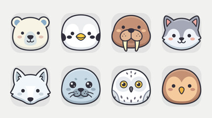Cute arctic animal icons © Leomord