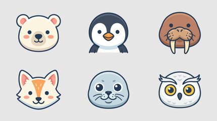 Cute arctic animal icons © Leomord