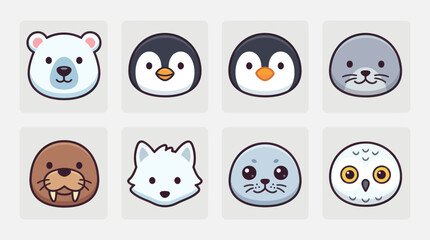 Cute arctic animal icons © Leomord