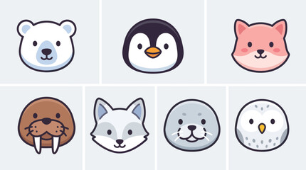 Cute arctic animal icons © Leomord