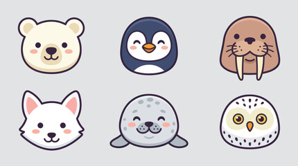 Cute arctic animal icons © Leomord