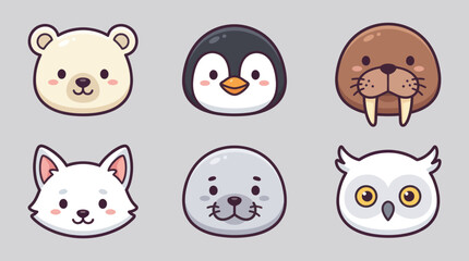 Cute arctic animal icons © Leomord