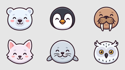 Cute arctic animal icons © Leomord