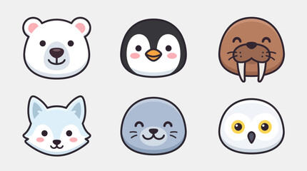 Cute arctic animal faces collection © Leomord