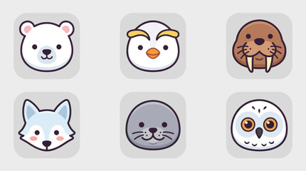 Cute arctic animal icons © Lunox