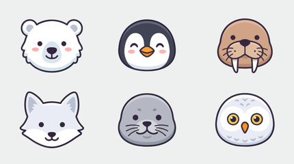 Cute arctic animal icons © Lunox