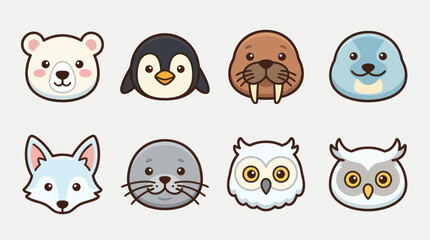 Cute arctic animal icons collection © Lunox