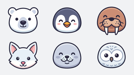 Cute arctic animal icons collection © Lunox