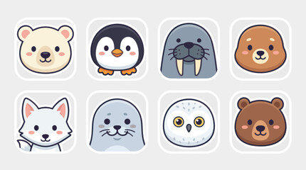 Cute arctic animal icons collection © Lunox