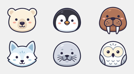 Cute arctic animal icons collection © Lunox
