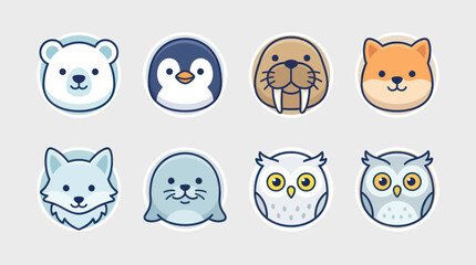 Cute arctic animal icons collection © Lunox