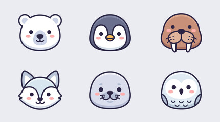 Cute arctic animal icons © Lunox