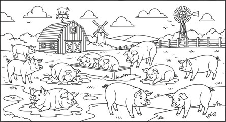 Pigs relaxing on a rural farm © MH Mehedi