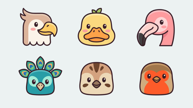 Cute bird faces collection