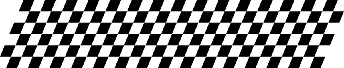 Obraz premium Diagonal Black and White Checkered Racing Flag Pattern Isolated on Transparent Background