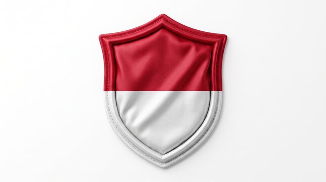 3D Render of a Protective Shield Emblem Featuring the National Flag Design of Indonesia for Patriotism and Security Concepts