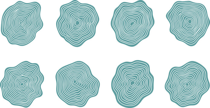 Abstract Blue Tree Ring Cross Section Vector Set for Environmental Branding, Woodworking Projects & Nature Graphic Design (EPS)