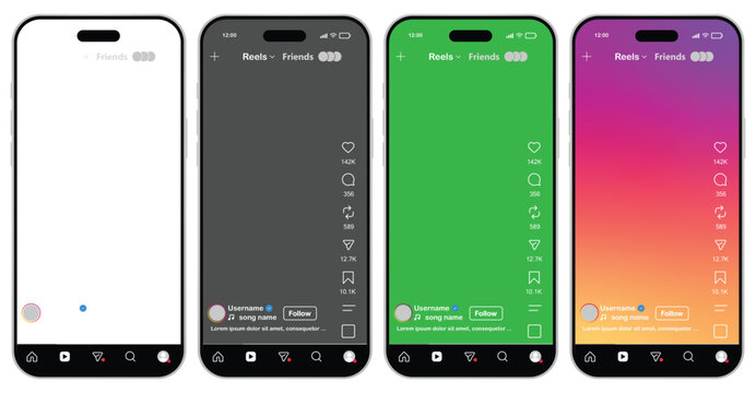 New Instagram reels post story engagement elements. 2026 Instagram social media features design. Instagram Reels Story mockup template frame with iPhone 17 pro Max mock up design.