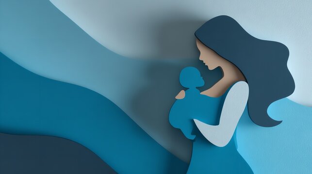 Mother and Child Paper Cutout Art Showing Maternal Love