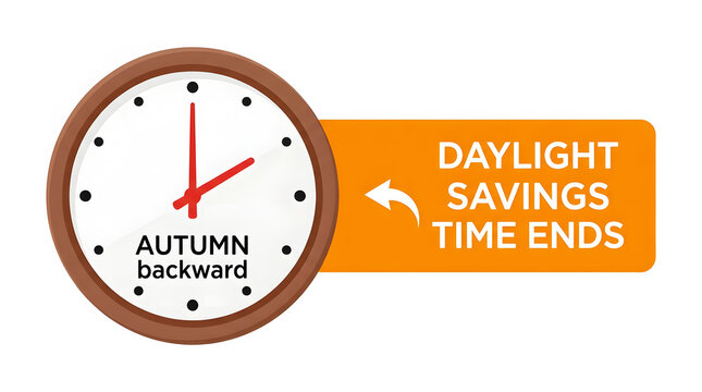 Clock with backward arrow for autumn daylight savings time change