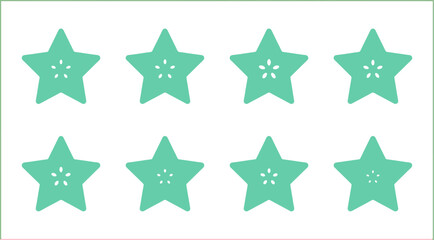 Obraz premium Green Star Fruit Slices Pattern Flat Vector Illustration for Healthy Food Branding, Organic Juice Packaging & Vegan Menu Design (EPS)