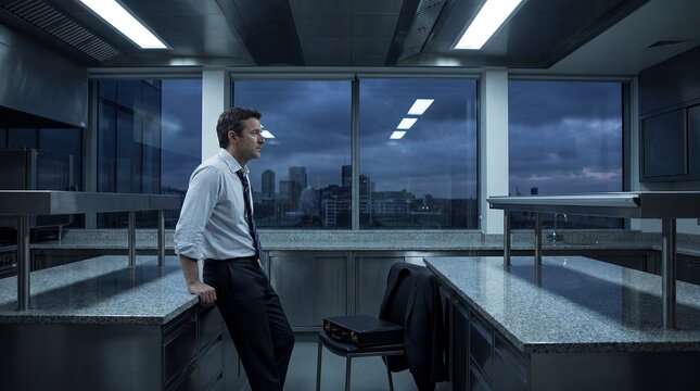 people care support human male office worker standing alone comforting shows male office worker standing alone emp and conveys human connection and practical care for health communication community