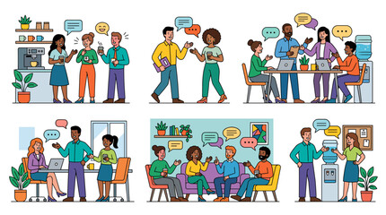 Fototapeta premium People and work. Vector illustrations of people in various business activities. Concepts for graphic and web design, social media, business presentation and marketing material.