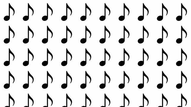 Seamless pattern of black musical notes isolated on a white background