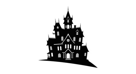 Haunted Castle Silhouette with Spires and Towers. © Muginandaru