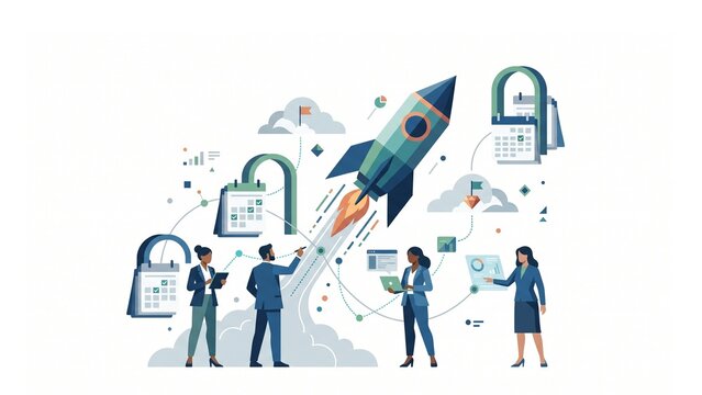 Asynchronous Remote Workflow and Productivity Vector Type Illustration
