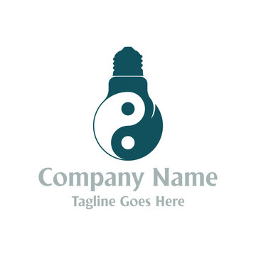 Yin Yang Light Bulb Corporate Company Logo Design