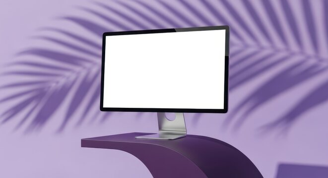 Minimalist Computer Monitor With A Blank White Scr 160 Gigapixel Stand