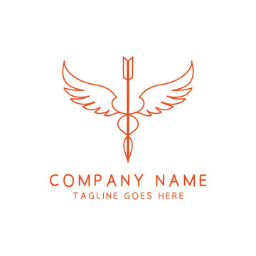 Line Art Winged Arrow Logo Vector