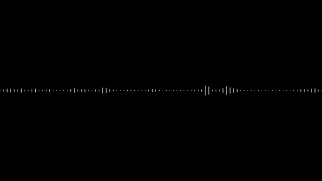 Audio spectrum wave effect, Wave form Audio Isolated on black background. White audio waveform spectrum animation 4k video whit alpha channel.