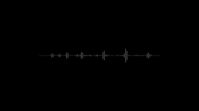 Audio spectrum wave effect, Wave form Audio Isolated on black background. White audio waveform spectrum animation 4k video whit alpha channel.