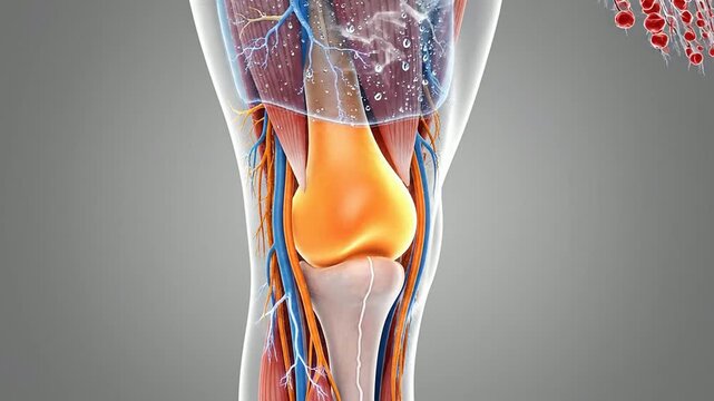 Detailed Anatomical Representation of the Human Knee Joint Highlighting Sports Medicine and Rehabilitation Concepts in 3D Rendering
