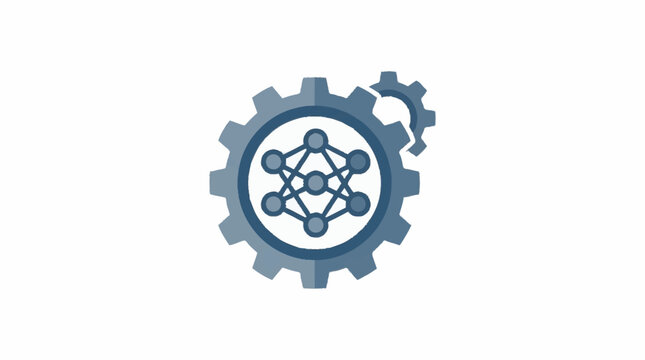 Gear and atomic structure technology icon design.