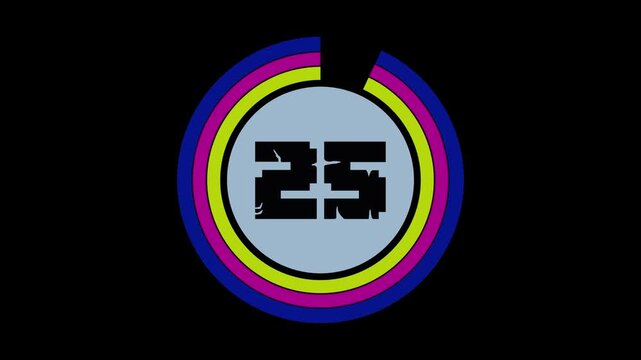 Abstract Colorful Circular Countdown Clock Animation 30 Second Timer
