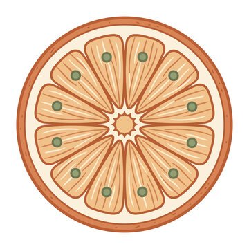 Orange fruit slice vector illustration featuring a geometric mandala style pattern design art