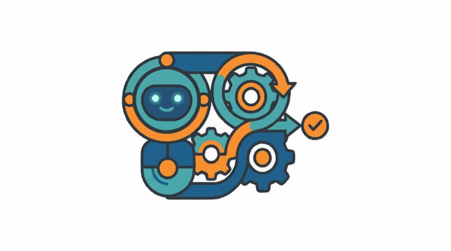 Colorful Gear Mechanism Illustration with Cogs and Wheels.